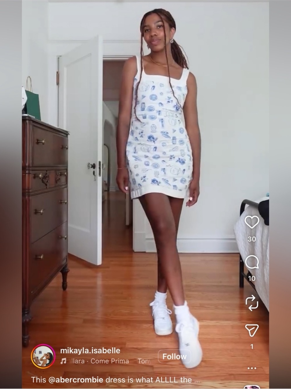 Abercrombie Linen Blend Wide Strap Square Neck Mini Dress with Nautical Print - Picture 5 of 10